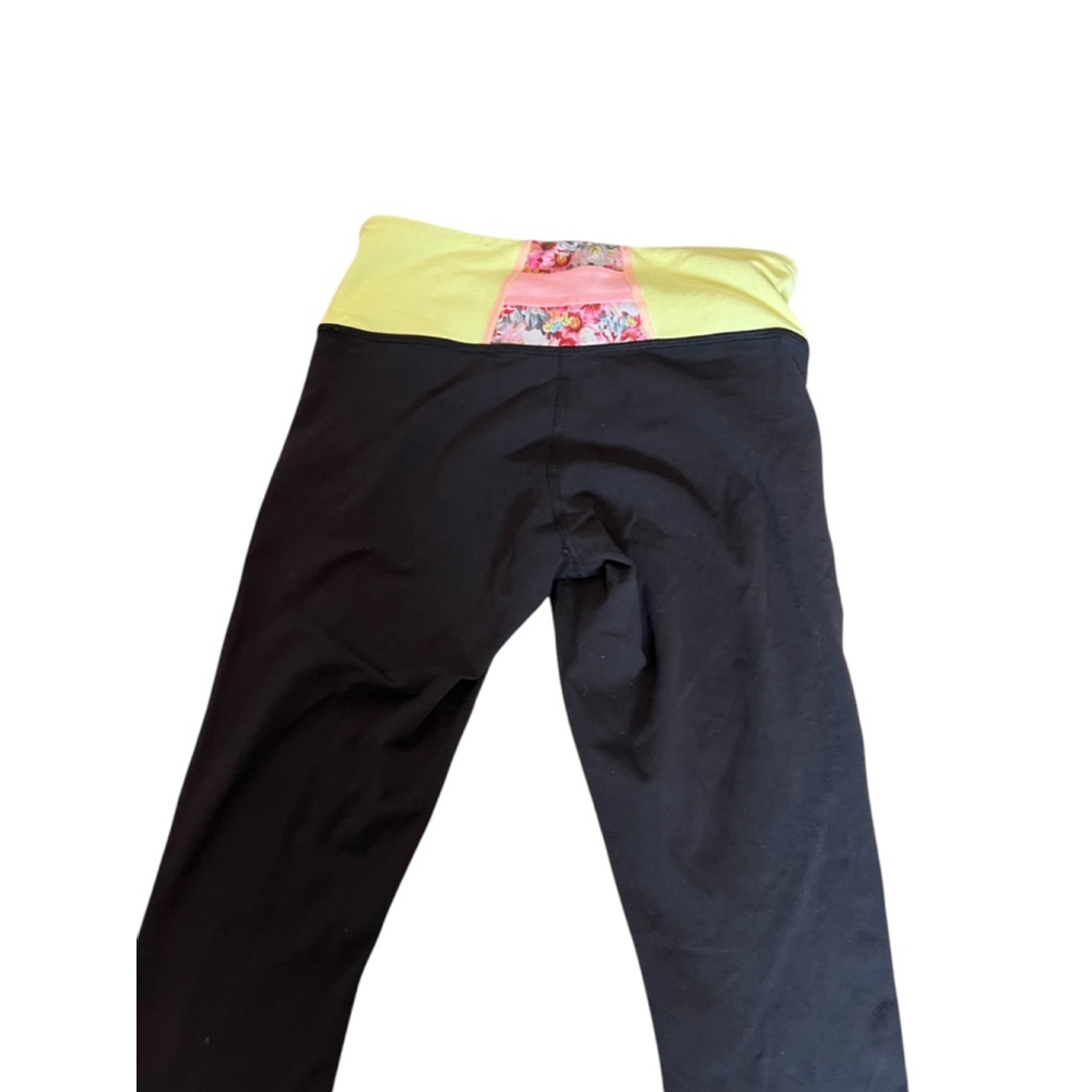 LULULEMON Black Patterned Top Cropped Reversible Athletic Workout Pant Capri XS - Picture 5 of 9